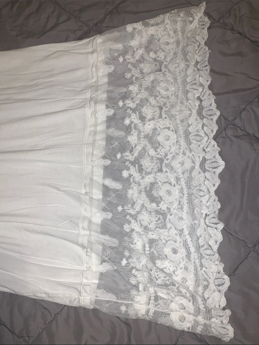 Women's White Lace Hem Slip Dress S